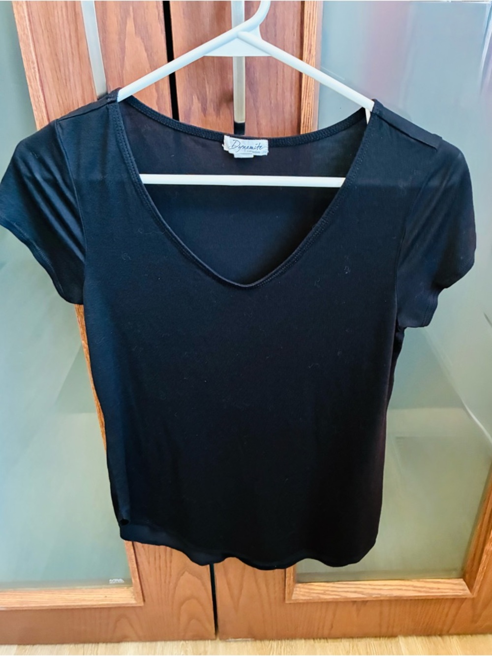 Dynamite Black Short Sleeve V-Neck Tee